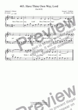 page one of Have Thine Own Way, Lord - Easy Piano 403