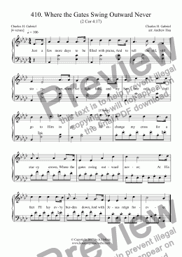 page one of Where the Gates Swing Outward Never - Easy Piano 410