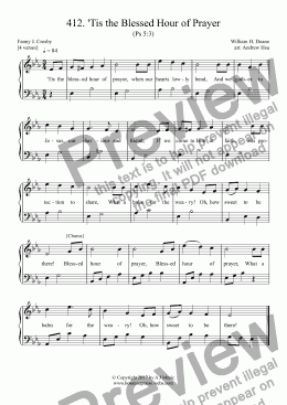 page one of 'Tis the Blessed Hour of Prayer - Easy Piano 412