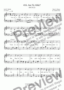 page one of Are Ye Able? - Easy Piano 416