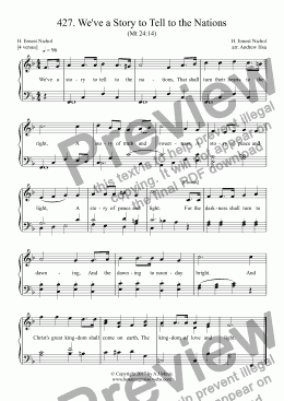 page one of We've a Story to Tell to the Nations - Easy Piano 427