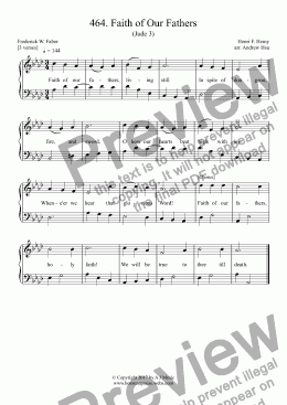 page one of Faith of Our Fathers - Easy Piano 464