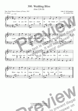 page one of Wedding Bliss - Easy Piano 300