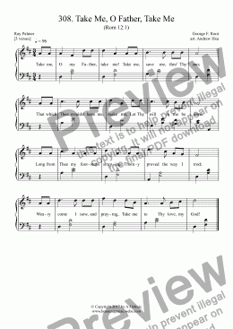 page one of Take Me, O Father, Take Me - Easy Piano 308. 