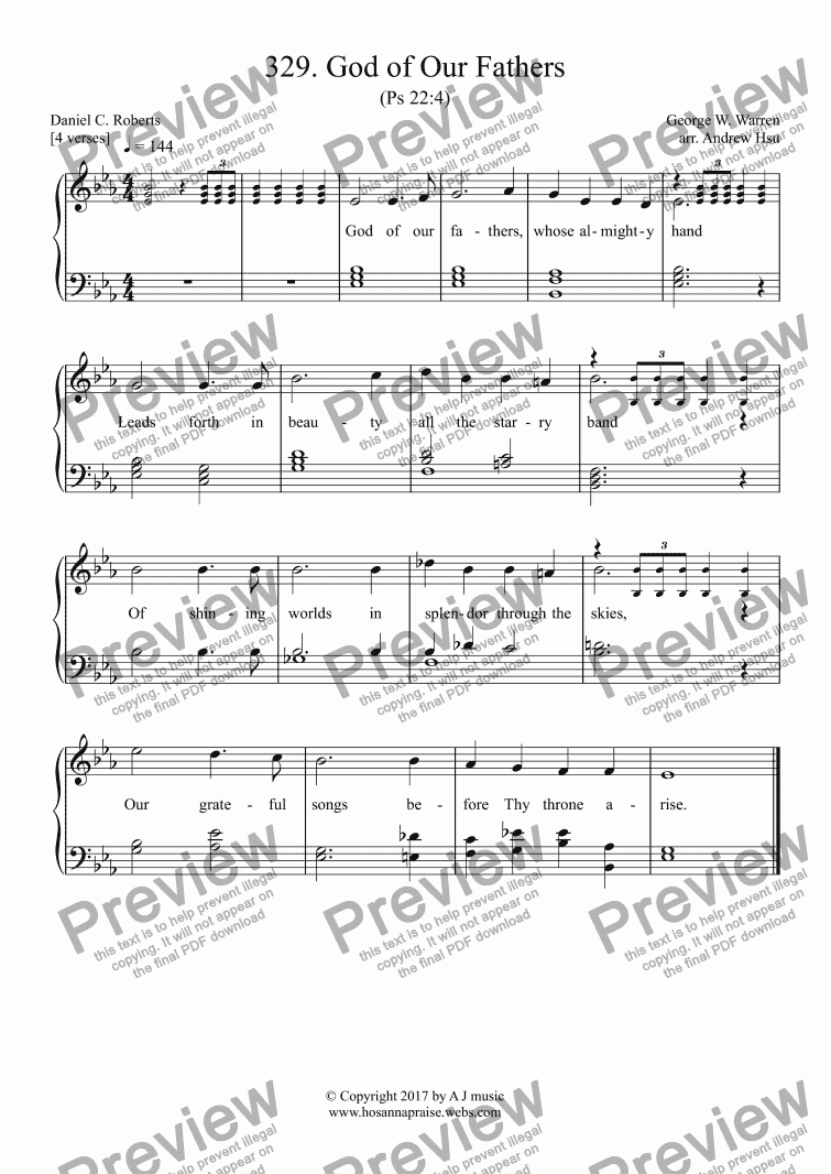 Download God of Our Fathers - Easy Piano 329 - Download Sheet Music ...