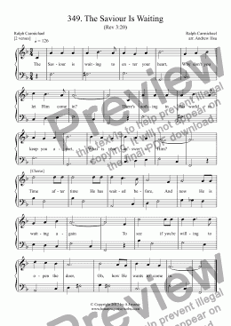 page one of The Saviour Is Waiting - Easy Piano 349