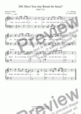 page one of Have You Any Room for Jesus? - Easy Piano 360