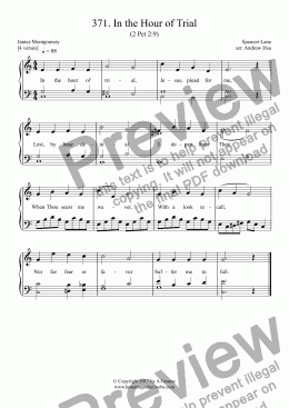 page one of In the Hour of Trial - Easy Piano 371