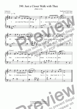 page one of Just a Closer Walk with Thee - Easy Piano 390