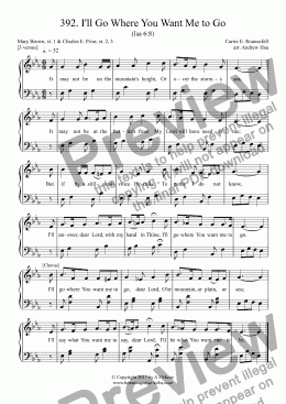 page one of I'll Go Where You Want Me to Go - Easy Piano 392