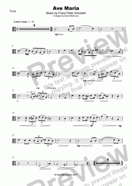 page one of Ave Maria by Franz Schubert, for Viola and Piano