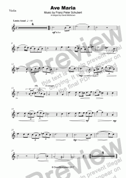 page one of Ave Maria by Franz Schubert, for Violin and Piano