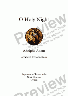 page one of O Holy Night (Soprano or Tenor solo, SSA, Organ)