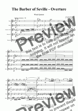 page one of The Barber of Seville - Overture - Wind Quintet