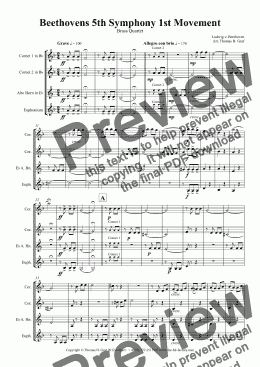 Beethovens 5th Symphony - 1st Movement - Brass Quintet - Sheet Music