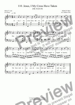 page one of Jesus, I My Cross Have Taken - Easy Piano 110