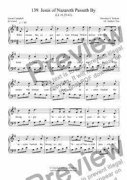 page one of Jesus of Nazareth Passeth By - Easy Piano 139