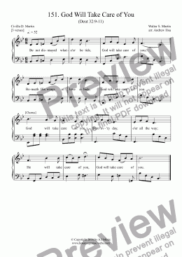 page one of God Will Take Care of You - Easy Piano 151