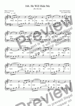 page one of He Will Hide Me - Easy Piano 166. 