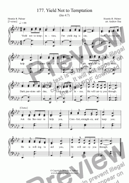 page one of Yield Not to Temptation - Easy Piano 177