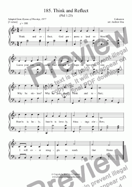 page one of Think and Reflect - Easy Piano 185