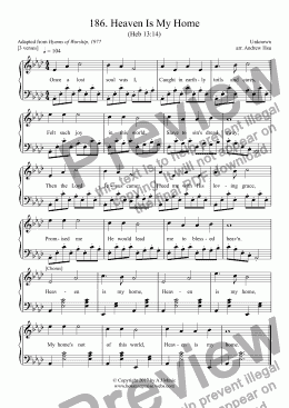 page one of Heaven Is My Home - Easy Piano 186