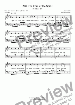 page one of The Fruit of the Spirit - Easy Piano 218