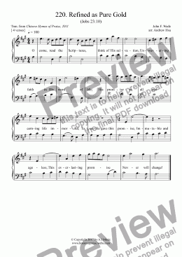 page one of Refined as Pure Gold - Easy Piano 220