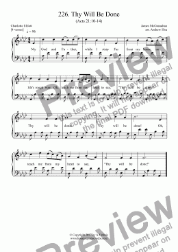 page one of Thy Will Be Done - Easy Piano 226