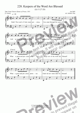 page one of Keepers of the Word Are Blessed - Easy Piano 228