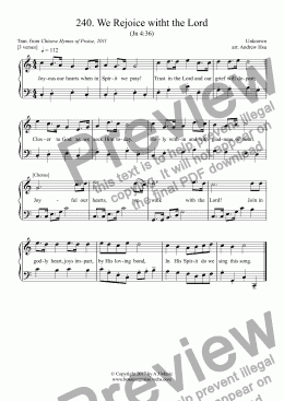 page one of We Rejoice with the Lord - Easy Piano 240