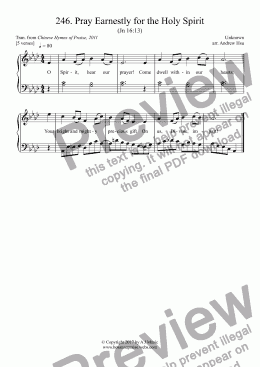 page one of Pray Earnestly for the Holy Spirit - Easy Piano 246