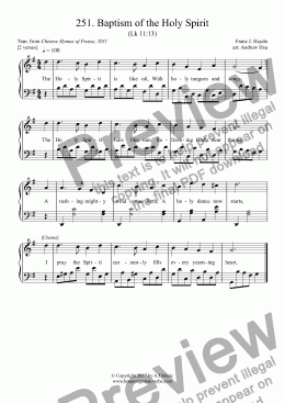 page one of Baptism of the Holy Spirit - Easy Piano 251