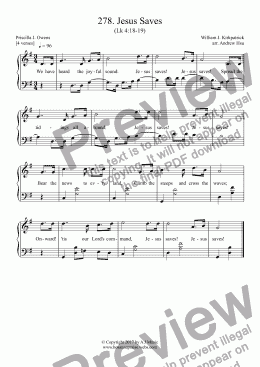 page one of Jesus Saves - Easy Piano 278