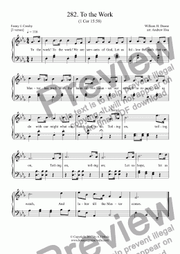 page one of To the Work - Easy Piano 282