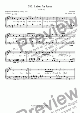 page one of Labor for Jesus - Easy Piano 287