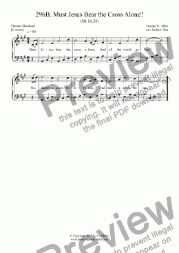 page one of Must Jesus Bear the Cross Alone? - Easy Piano 296B