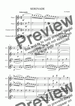 page one of SERENADE (For 2 Flutes and 2 Clarinets)