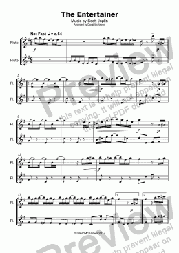 page one of The Entertainer by Scott Joplin, Duet for Flute