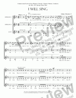 page one of Edwards II - I Will Sing Halelujah