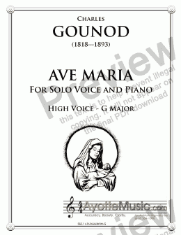 page one of Gounod - Ave Maria for High Voice in G major