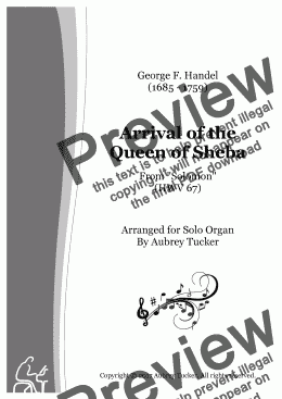 page one of Organ: Entry / Arrival of the Queen of Sheba (from Solomon HWV 67) - George F. Handel