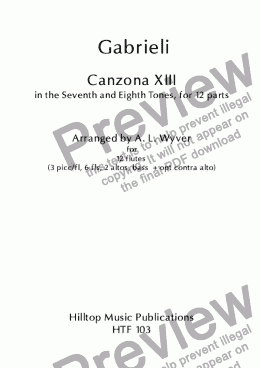 page one of Canzona XIII arr. flute choir