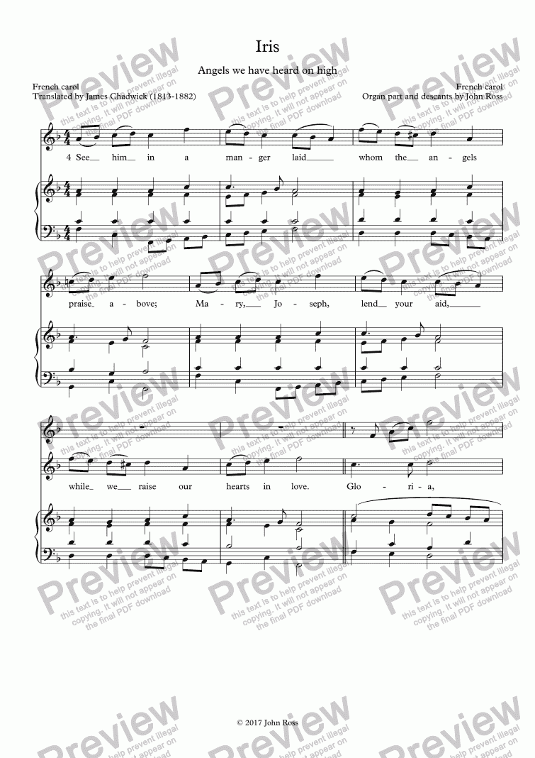 Iris (Angels we have heard on high) - Descant plus trumpet - Buy PDF