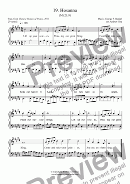 page one of Hosanna - Easy Piano 19