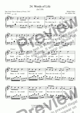 page one of Words of Life - Easy Piano 24