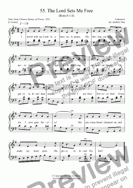 page one of The Lord Sets Me Free - Easy Piano 55