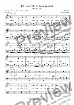 page one of Have Oil in Your Vessels - Easy Piano 82