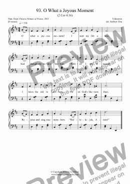 page one of O What a Joyous Moment - Easy Piano 93