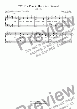 page one of The Pure in Heart Are Blessed - Easy Piano 222